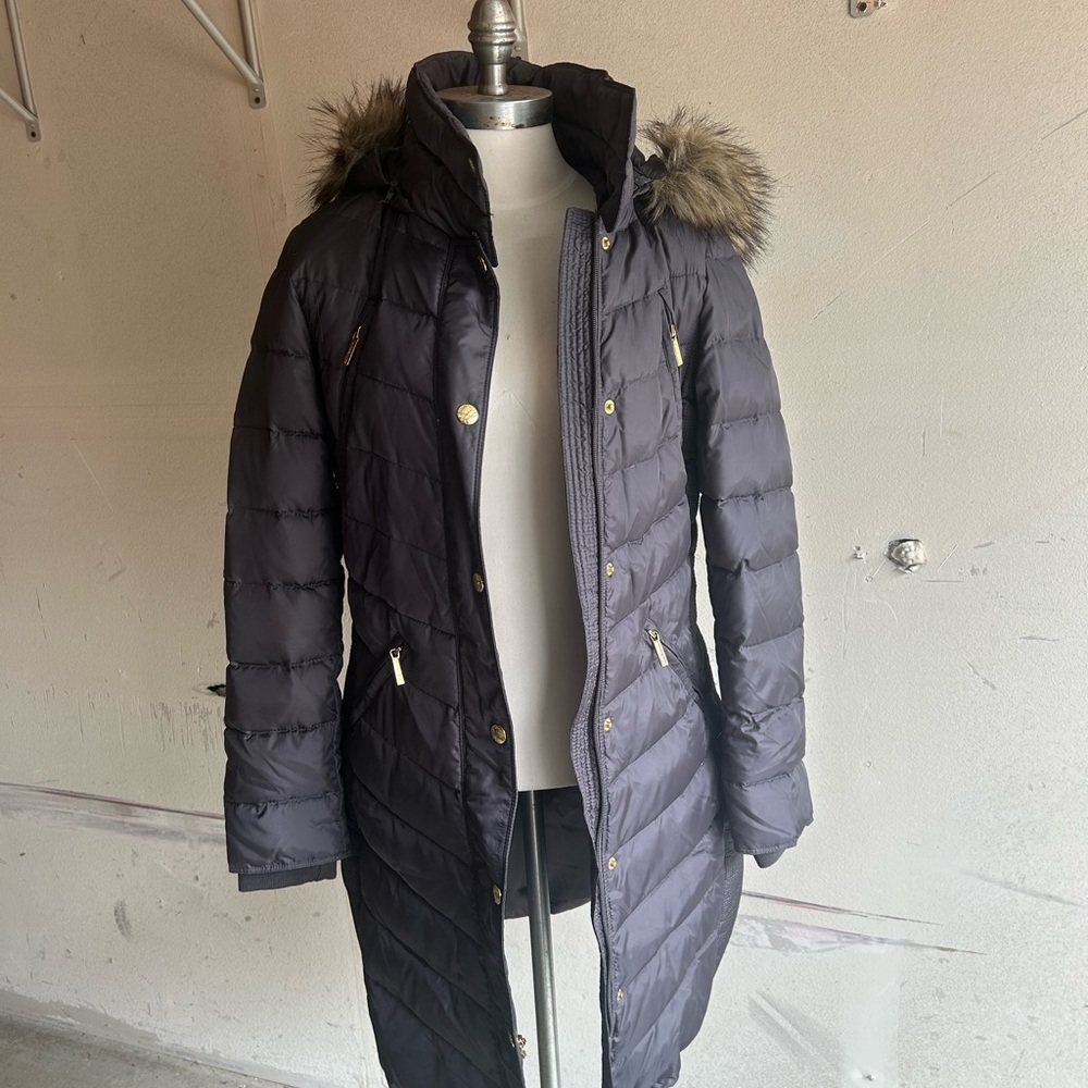 Michael Kors Black Puffer Jacket with Fur Hood